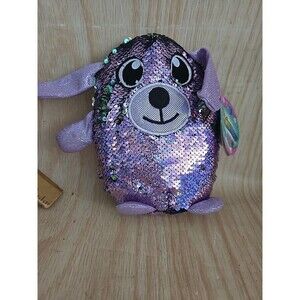 Shimmeez 8" Delilah Dog Plush Dazzle Reversible Sequins Purple Stuffed Animal